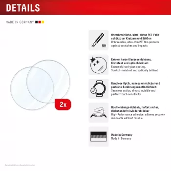 Ekraanikaitse GK PROTECTION Displex 9H Glass mudelitele Garmin fenix E / fenix 8 43 mm (2 tk, üliõhuke, raamideta, sõrmejäljevastane)