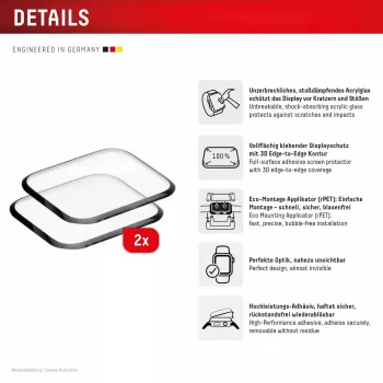 Ekraanikaitse Displex Unbreakable Full Cover Smart Glass Apple Watch 11/10 (42mm), 2 tk, üliõhuke, servast servani, Eco Mount