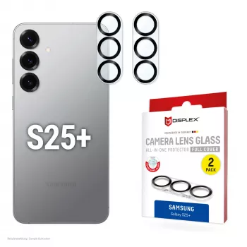Karastatud klaasist ekraanikaitse e.v.i. Samsung Galaxy S25+ jaoks — DISPLEX CAMGLASS ALL-IN-ONE (mudel 02118)