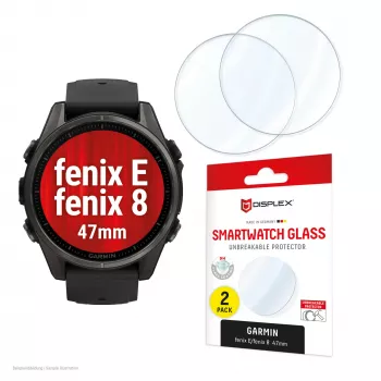Ekraanikaitseklaas Compulocks Displex 9H Garmin fenix 8 / fenix E (47 mm) — 2 tk, üliõhuke, raamita, sõrmejäljevastane