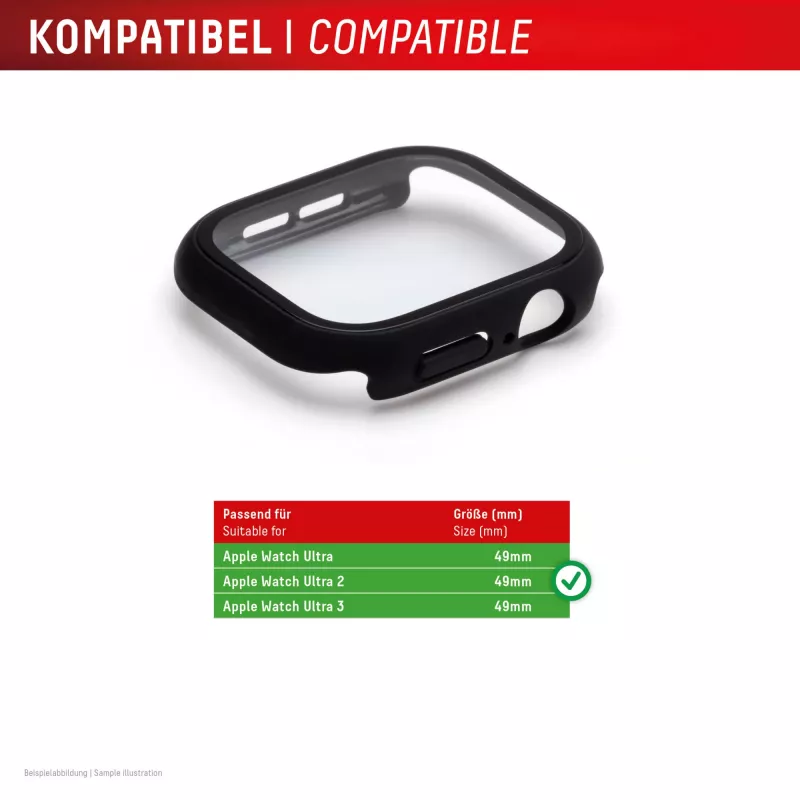 Ekraanikaitse PanzerGlass Displex 10H Apple Watch Ultra 3/Ultra 2/Ultra (49mm), täiskorpus, IP68, klõpsatav, must matt