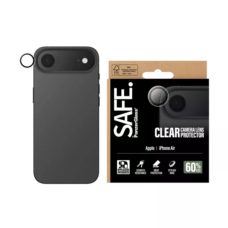 Kaamera objektiivi kaitseklaas PanzerGlass SAFE. iPhone 17 Air jaoks, kriimustus- ja löögikindel, läbipaistev