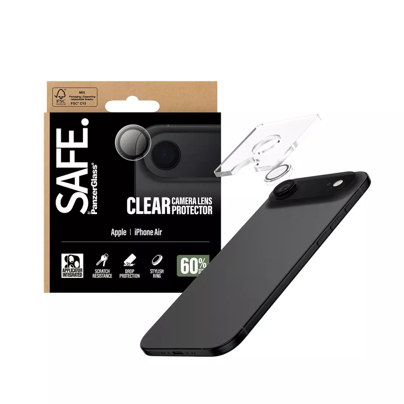 Kaamera objektiivi kaitseklaas PanzerGlass SAFE. iPhone 17 Air jaoks, kriimustus- ja löögikindel, läbipaistev