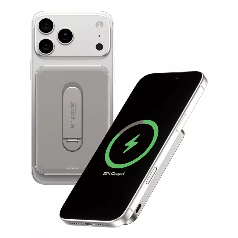 Akupank PanzerGlass empower by empower Bank w. Spin Stand 5000mAh titaan