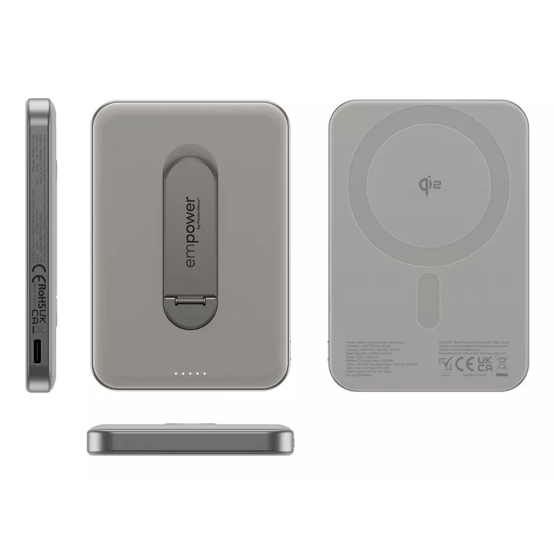 Akupank PanzerGlass empower by empower Bank w. Spin Stand 5000mAh titaan