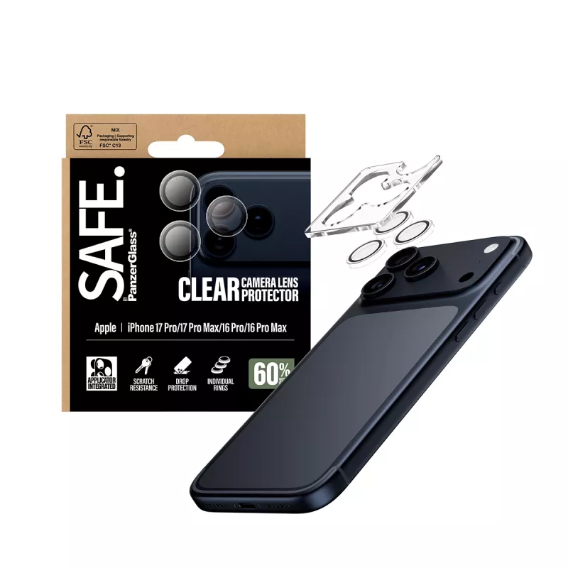 PanzerGlass SAFE. by ® Camera Lens Protector Transparent iPhone 17 Pro | iPhone 17 Pro Max | iPhone 16 Pro | 16 Pro Max