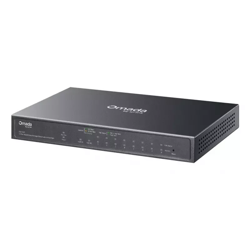 TP-Link Omada ES210GP võrgukommutaator Hallatav L2 Gigabit Ethernet (10/100/1000) Power over Ethernet (PoE) DIN-liist Must