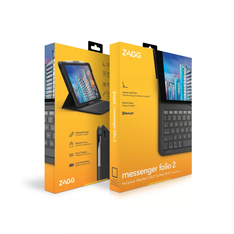 ZAGG klaviatuur Messenger Folio 2-Apple-iPad 10.2/10.5-süsi-saksa