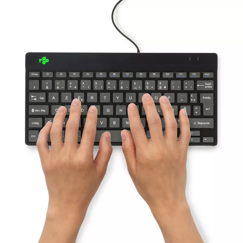 R-Go Tools Ergonoomiline klaviatuur R-Go Compact Break, kompaktklaviatuur pausitarkvaraga, AZERTY (FR), juhtmega, must