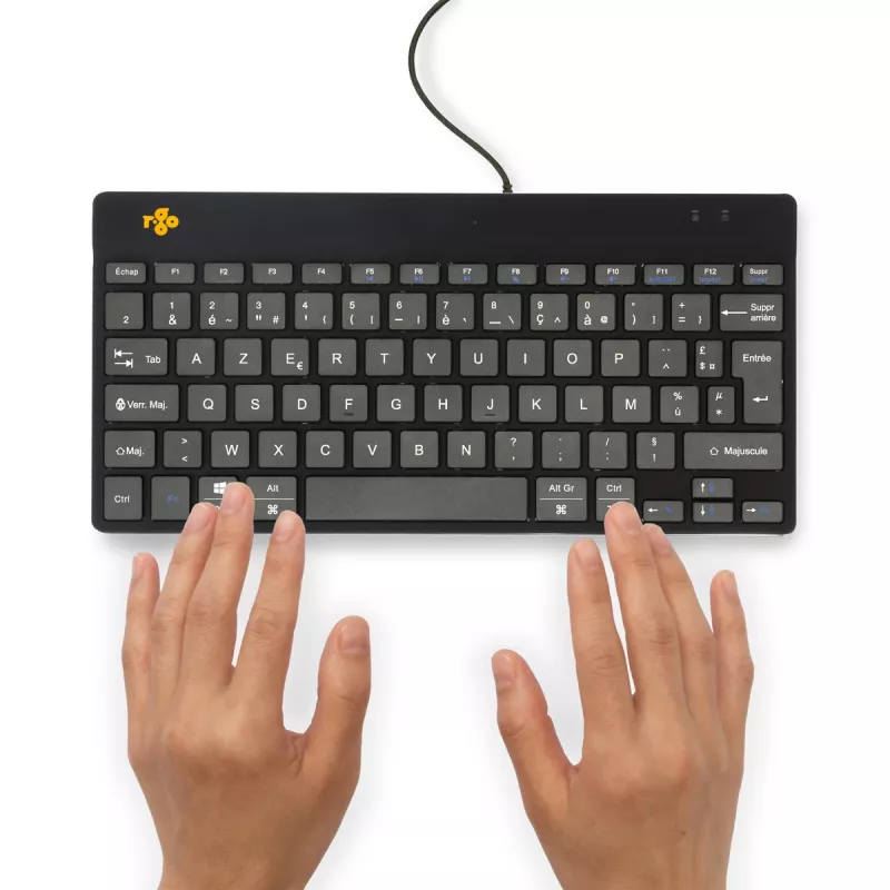 R-Go Tools Ergonoomiline klaviatuur R-Go Compact Break, kompaktklaviatuur pausitarkvaraga, AZERTY (FR), juhtmega, must