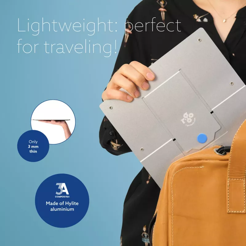 R-Go Tools Sülearvutialus R-Go Riser Flexible, reguleeritav kokkupandav sülearvutialus, ergonoomiline, Hylite alumiinium, hõbedane