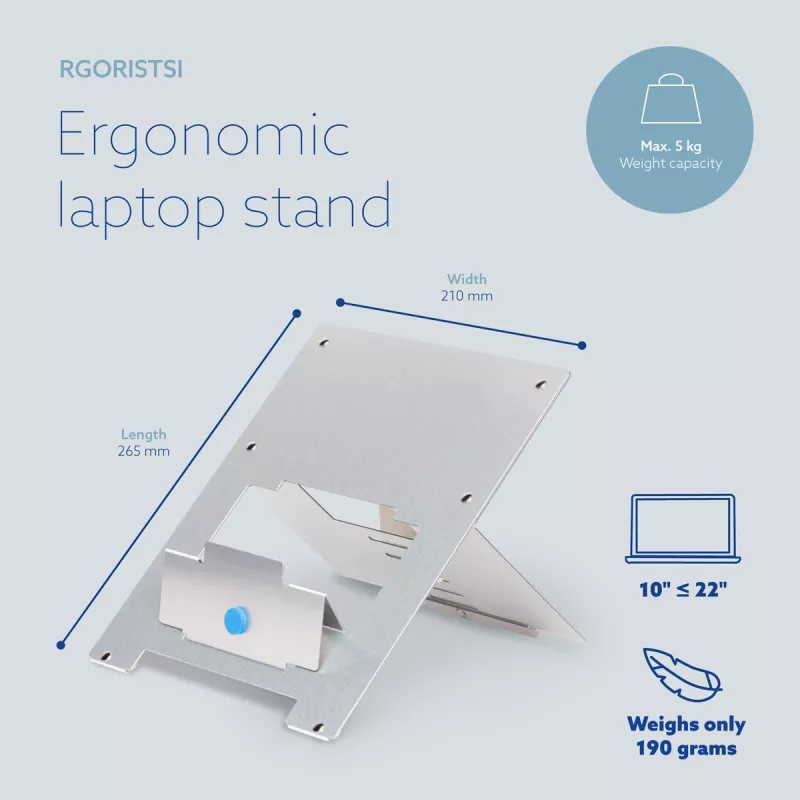 R-Go Tools Sülearvutialus R-Go Riser Flexible, reguleeritav kokkupandav sülearvutialus, ergonoomiline, Hylite alumiinium, hõbedane