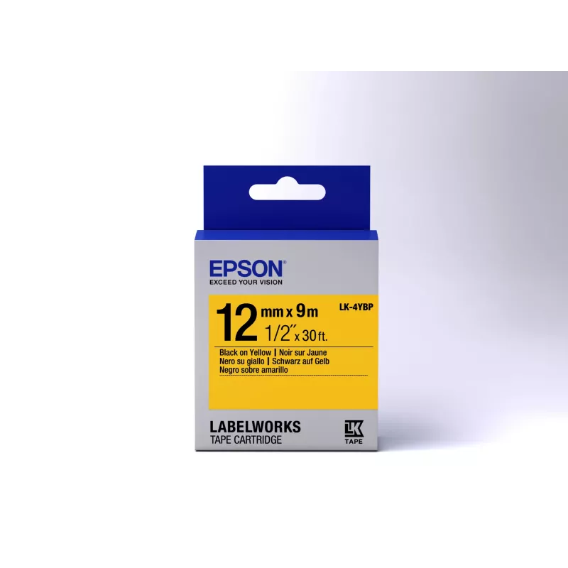 Epsoni sildikassett Pastelne LK-4YBP Must/Kollane 12 mm (9 m)