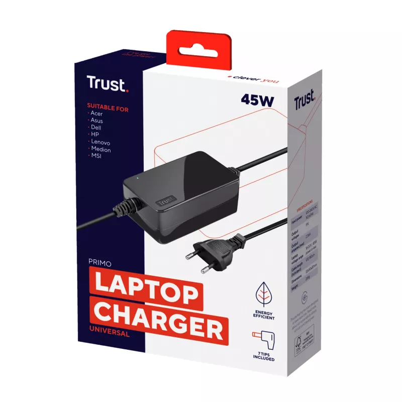 Trust Primo toiteadapter/inverter siseruumidesse 45 W Must