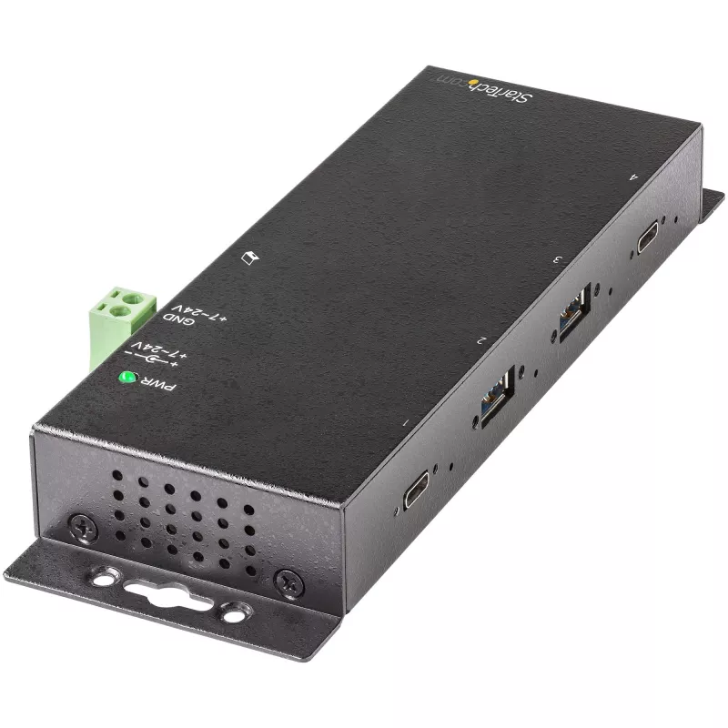 StarTech.com 4-pordiline USB-C-jaotur 10 Gbps – tööstuslik metallist USB-C-jaotur – 2x USB-C ja 2x USB-A – ESD liigpingekaitse – USB-C või USB-A host – isetoitega paigaldatav USB 3.2 Gen 2 USB-C jaotur