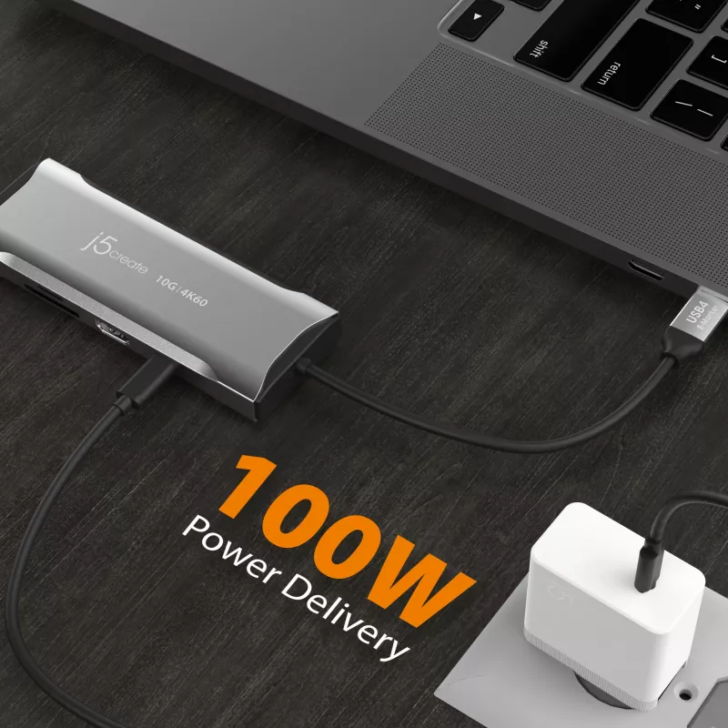 j5create JCD393 4K60 Elite USB-C® 10Gbps Mini dokk, kosmosehall