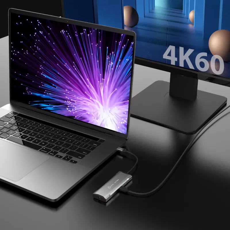 j5create JCD393 4K60 Elite USB-C® 10Gbps Mini dokk, kosmosehall