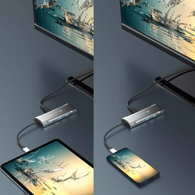 j5create JCD393 4K60 Elite USB-C® 10Gbps Mini dokk, kosmosehall