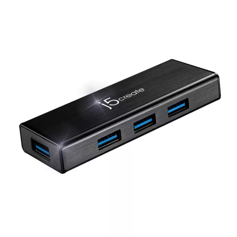 USB-hub j5create JUH340 4-port USB 3.0 must alumiinium