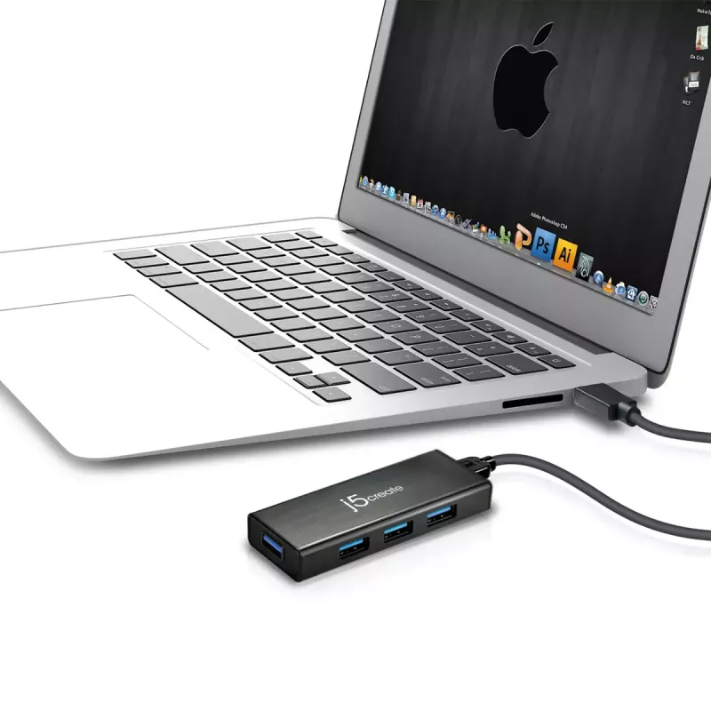 USB-hub j5create JUH340 4-port USB 3.0 must alumiinium