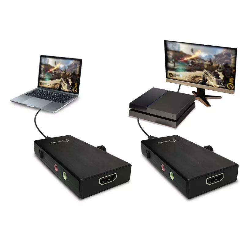 j5create JVA02 otsepildiadapter HDMI™ USB-C™-le koos toiteedastusega, must