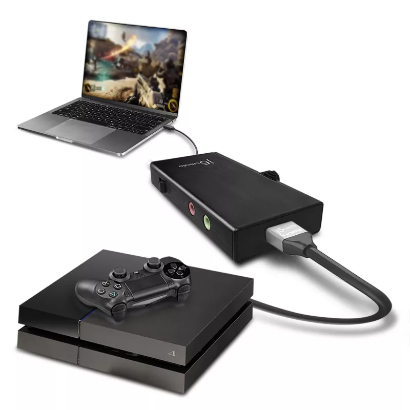j5create JVA02 otsepildiadapter HDMI™ USB-C™-le koos toiteedastusega, must