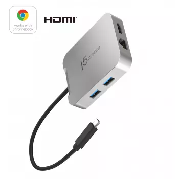 j5create JCD391 4K60 Elite USB-C® PD mitmepordiadapter, hõbedane