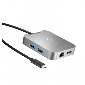 j5create JCD391 4K60 Elite USB-C® PD mitmepordiadapter, hõbedane