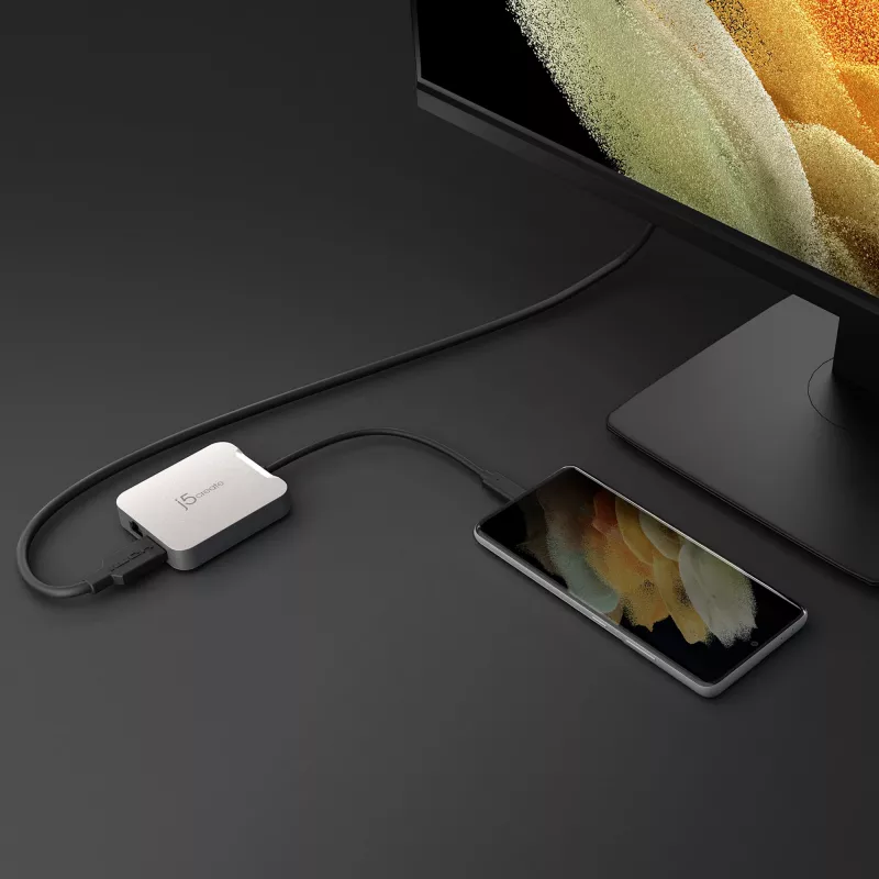 j5create JCD391 4K60 Elite USB-C® PD mitmepordiadapter, hõbedane