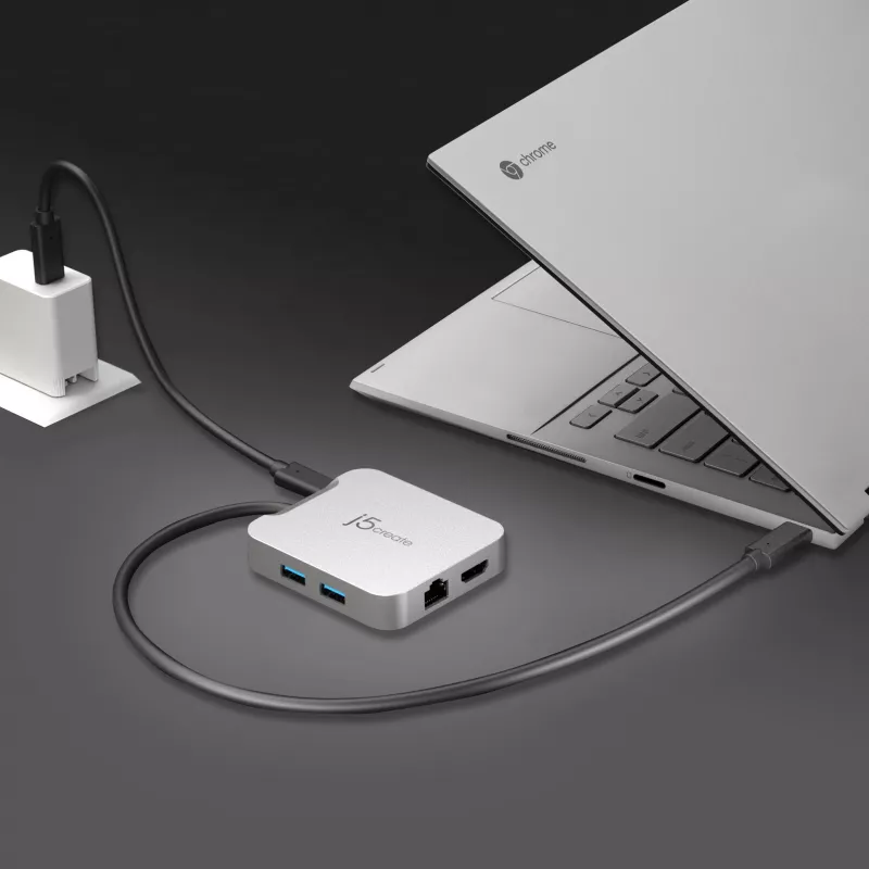 j5create JCD391 4K60 Elite USB-C® PD mitmepordiadapter, hõbedane