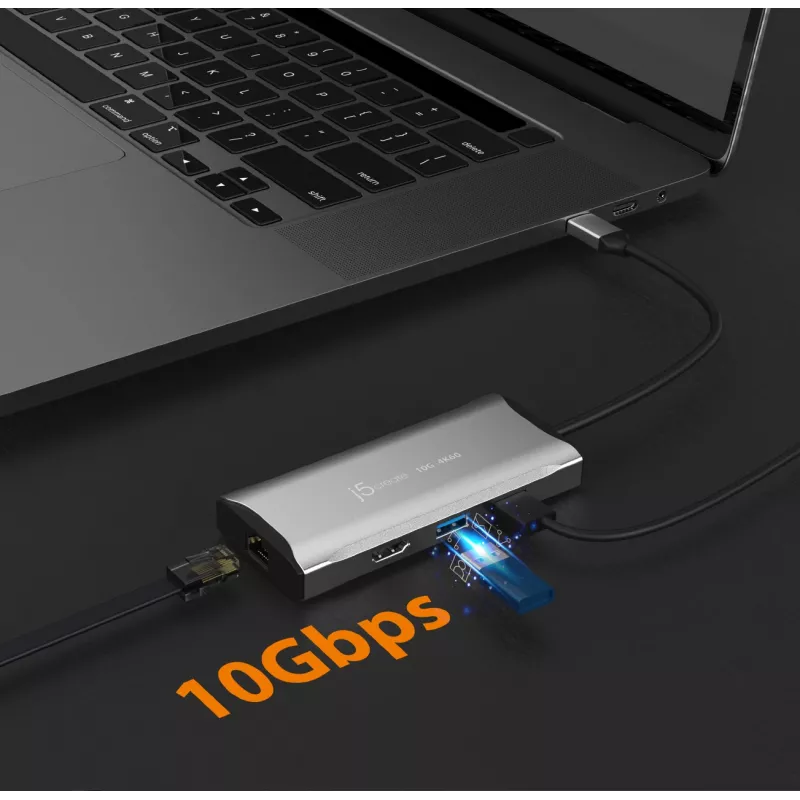 j5create JCD392 4K60 Elite USB-C® 10Gbps Travel Dock, kosmosehall