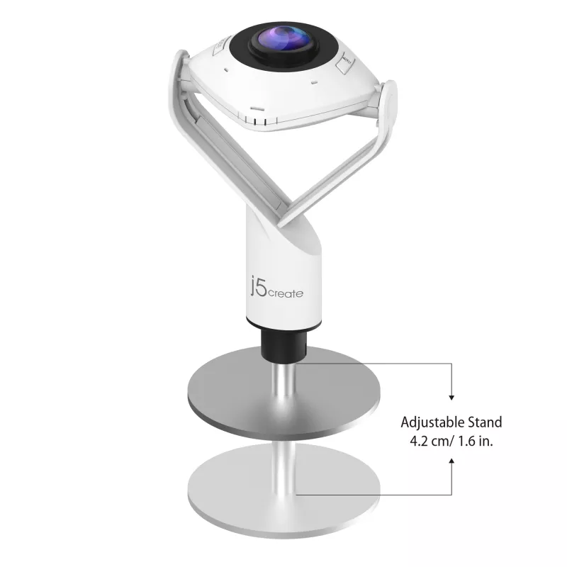 j5create JVCU360 360° kõikjal ümber veebikaamera, 1080p videosalvestuseraldusvõime, valge ja must