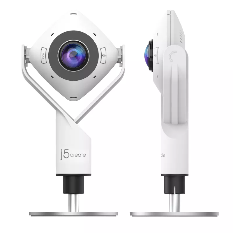 j5create JVCU360 360° kõikjal ümber veebikaamera, 1080p videosalvestuseraldusvõime, valge ja must