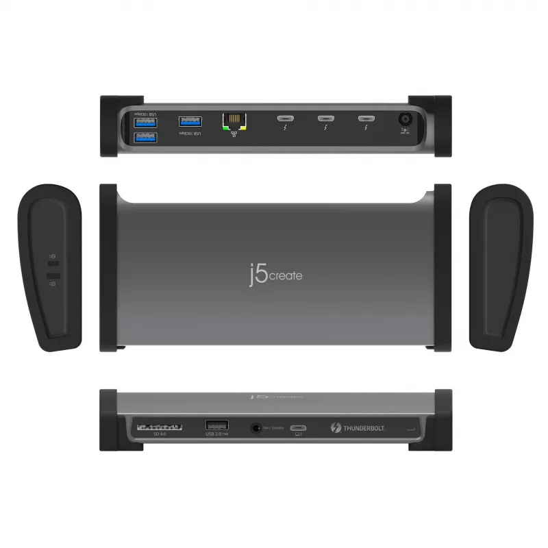 j5create JTD562 - 8K Thunderbolt™ 4 dokkimisjaam - EL, Juhtmega, Thunderbolt 4, 96 W, 3,5 mm, 10,100,1000 Mbit/s, Hall