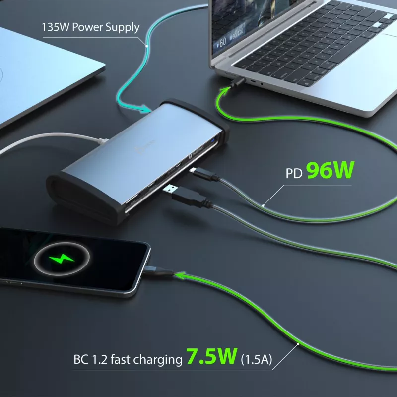 j5create JTD562 - 8K Thunderbolt™ 4 dokkimisjaam - EL, Juhtmega, Thunderbolt 4, 96 W, 3,5 mm, 10,100,1000 Mbit/s, Hall