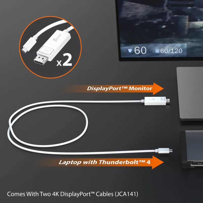 j5create JTD562 - 8K Thunderbolt™ 4 dokkimisjaam - EL, Juhtmega, Thunderbolt 4, 96 W, 3,5 mm, 10,100,1000 Mbit/s, Hall