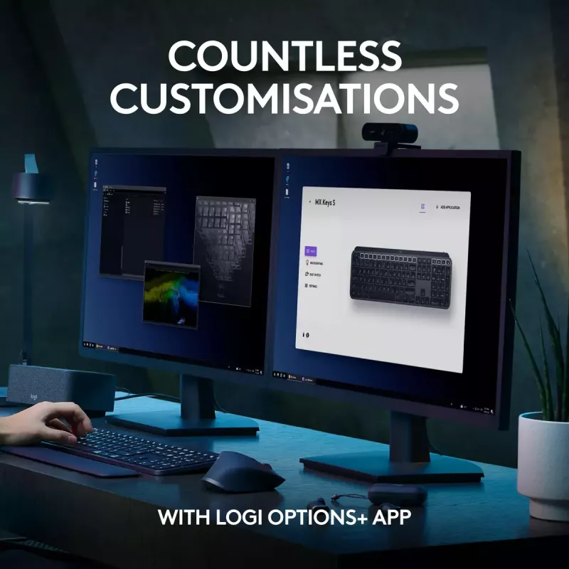 Logitech MX Keys S klaviatuur universaalne RF-juhtmevaba + Bluetooth AZERTY Belgia grafiit