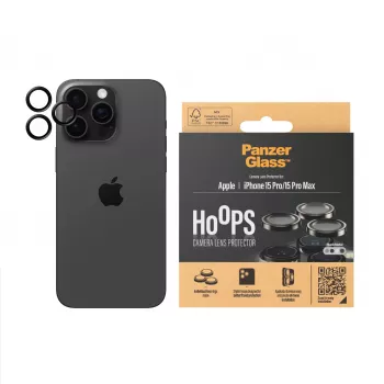 PanzerGlass ® Hoops® metallist kaamera objektiivikaitse must iPhone 15 Pro | 15 Pro Max