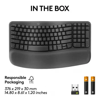 Logitech Wave Keys for Business ergonoomiline klaviatuur, täissuuruses, juhtmevaba