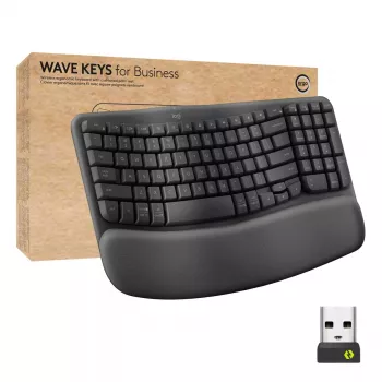 Logitech Wave Keys for Business ergonoomiline klaviatuur, täissuuruses, juhtmevaba