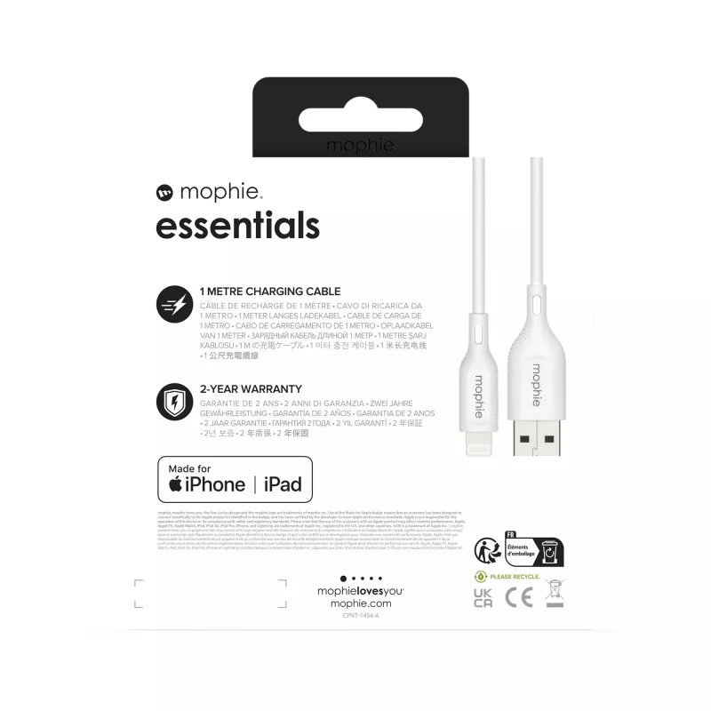 Laadimiskaabel mophie essentials 1M Lightning to USB A 12W