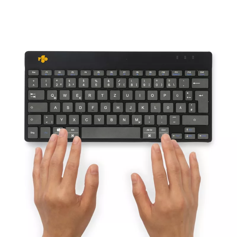 R-Go Tools Ergonoomiline klaviatuur R-Go Compact Break, kompaktne klaviatuur pausitarkvaraga, QWERTZ (DE), Bluetooth, must
