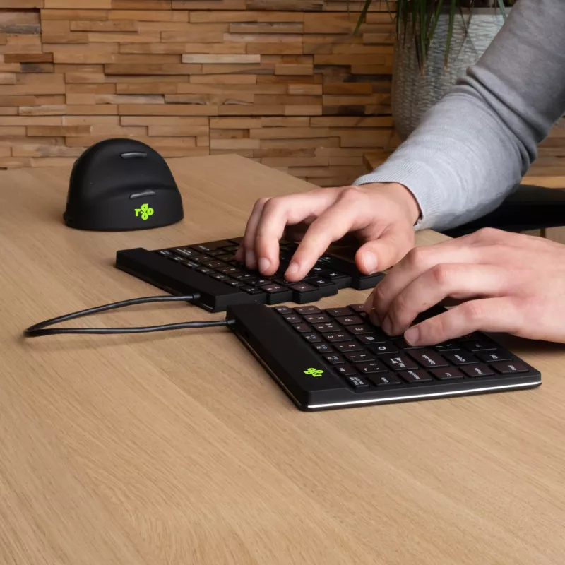 R-Go Tools Ergonoomiline klaviatuur R-Go Split Break pausitarkvaraga, ergonoomiline poolitatud klaviatuur, QWERTZ (DE), Bluetooth, must
