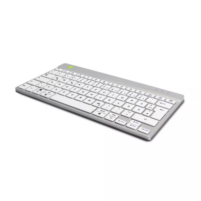 R-Go Tools Ergonoomiline klaviatuur R-Go Compact Break, kompaktklaviatuur pausitarkvaraga, QWERTZ (DE), Bluetooth, valge