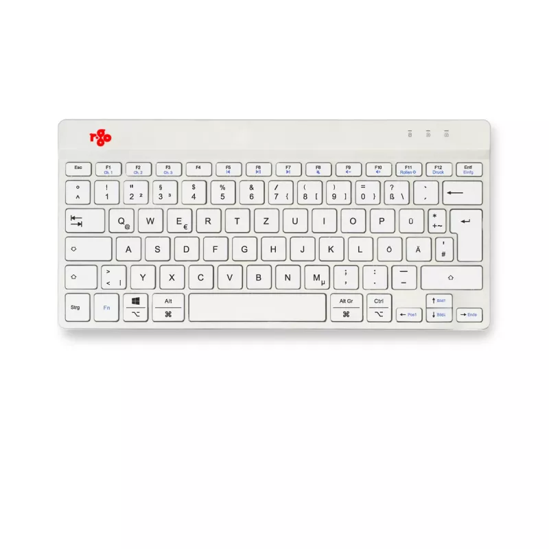 R-Go Tools Ergonoomiline klaviatuur R-Go Compact Break, kompaktklaviatuur pausitarkvaraga, QWERTZ (DE), Bluetooth, valge