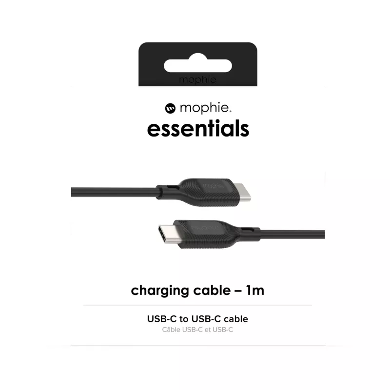 USB-C to USB-C laadimiskaabel 1 m — Zagg International mophie essentials, USB 2.0, Must