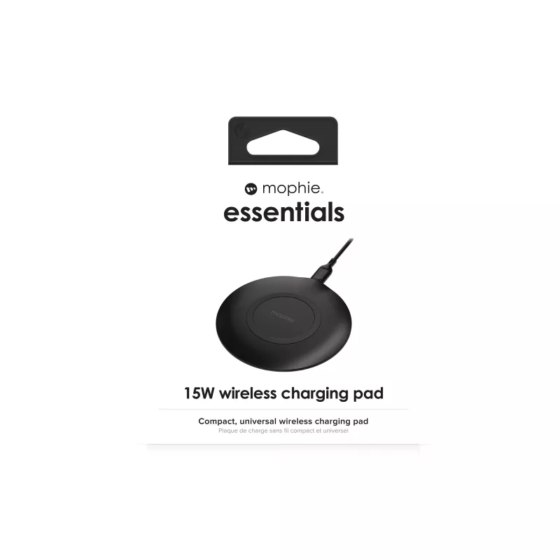 mophie essentials juhtmevaba laadimisalus 15W Nutitelefon Must USB Siseruumides