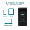 Ravanson Mobilis Charger 100W GaN 2×USB‑C + 1×USB‑A AC indoor — sülearvutile, nutitelefonile, tahvelarvutile — must