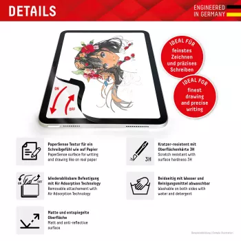 Displex TABLET PAPERSENSE iPad Pro 11'' (1./2./3./4. Gen.)/Air (4./5. Gen.) jaoks, eemaldatav kirjutamis- või joonistamiskile paberitundega