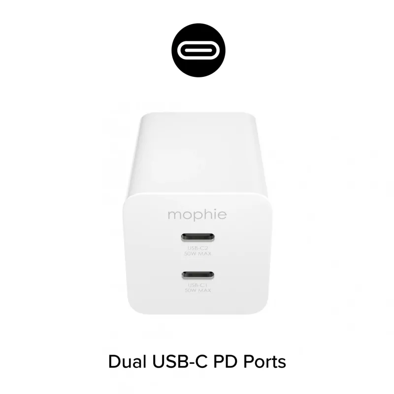 Toiteadapter Zagg 50W 2x USB-C Valge — Zagg mophie essentials